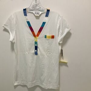 Koret Vnt Top Size L Rainbow Cap Sleeves NWT